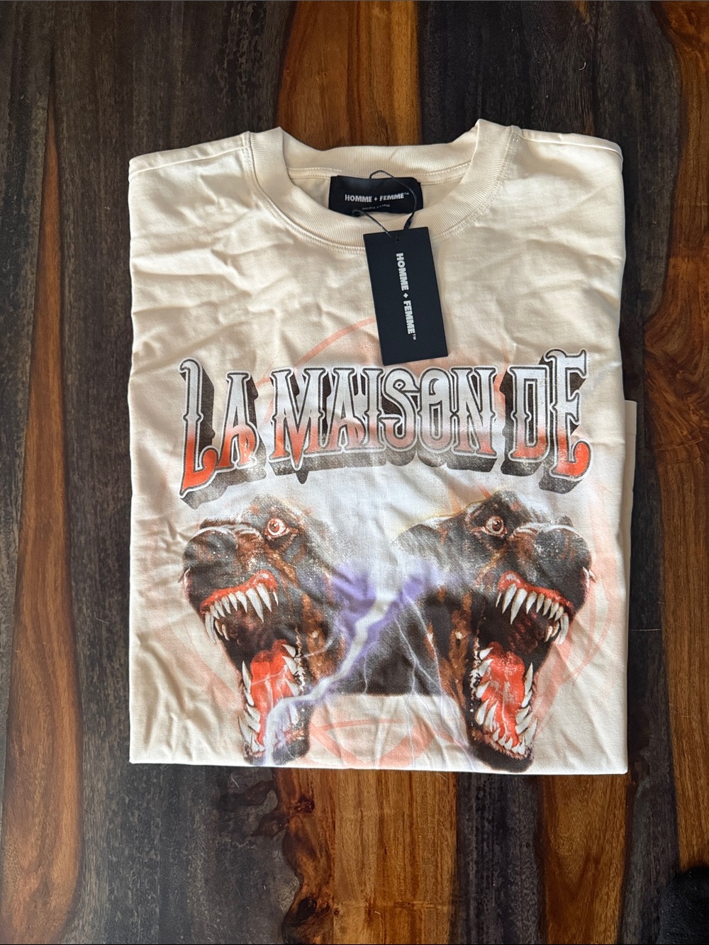 Homme + Femme Maison Dog Cream Tee